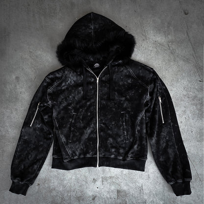 BLACK FUR HOODIE