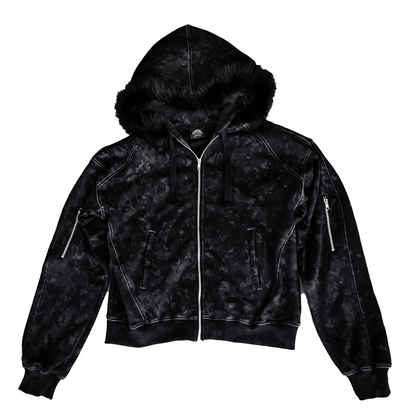 BLACK FUR HOODIE