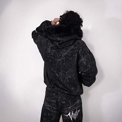 BLACK FUR HOODIE