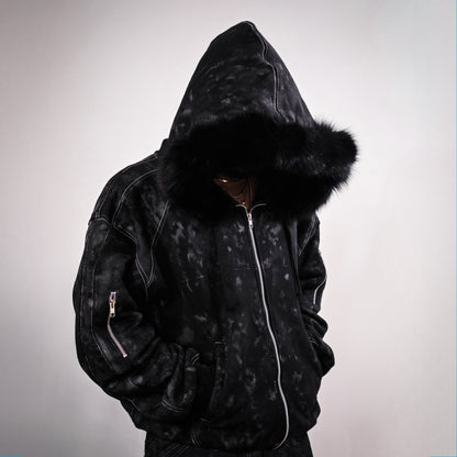 BLACK FUR HOODIE